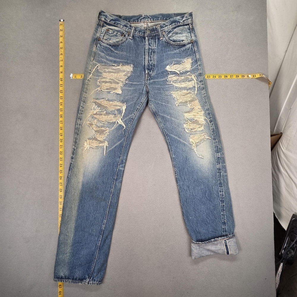 Fullcount‎ Jeans Mens Blue Selvedge Thrashed Destroyed Fits 30x32